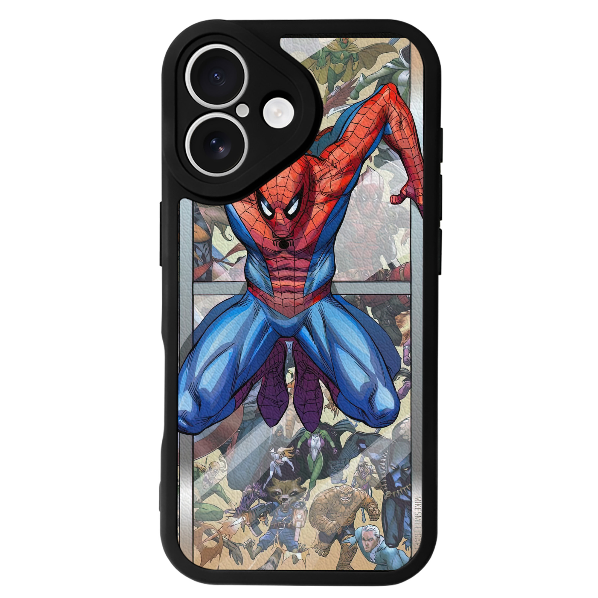 （画像用） Spider Man スパイダーマン 【iPhone 16シリーズ対応】シリコンスマホケース（レザー調） 材質：シリコン